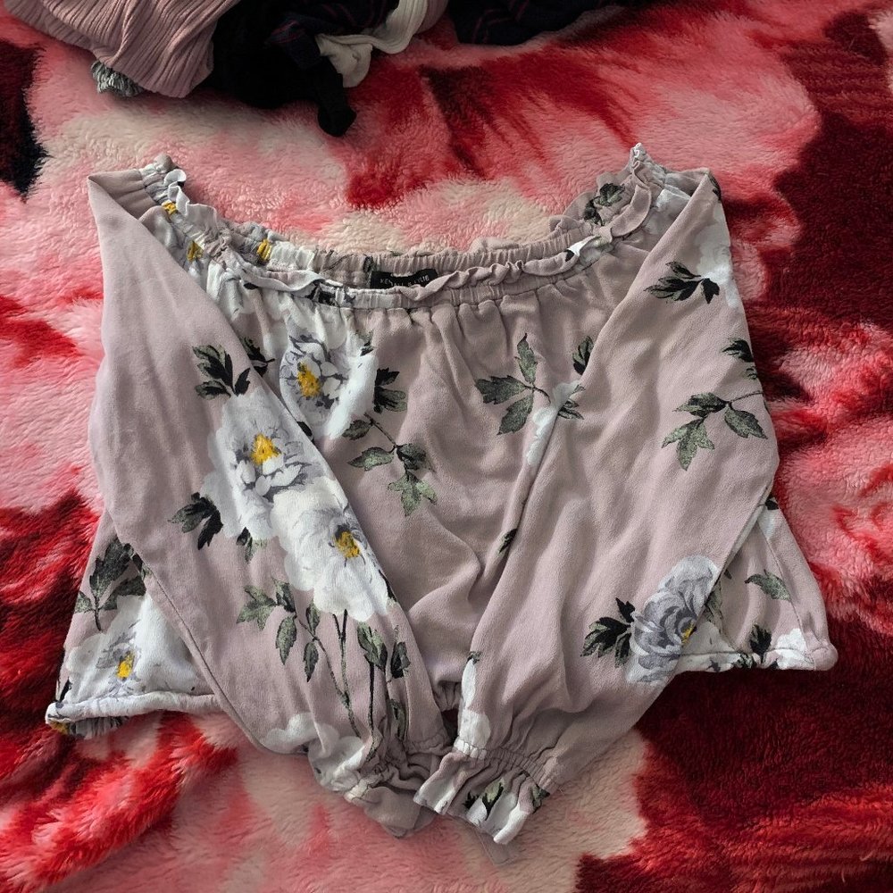 Kendall+Kylie Off-The-Shoulder Floral Blouse